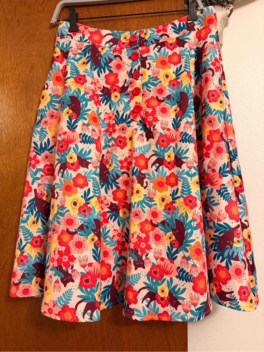 Voodoo Vixen Floral Circle Skirt in Coral, Teal & Yellow